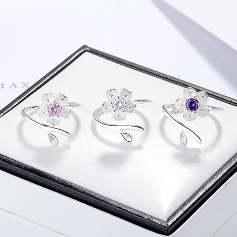 New Copper Ring Beautiful Flower For Women -Copper Wedding Jewelry Engagement 5A Zircon Gifts Fashion Party Ring