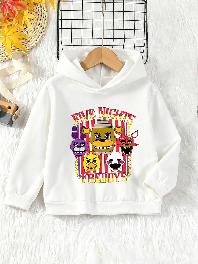 Sudadera con Capucha para Niños-Estampado Five Nights At Freddy's Fnaf-Camiseta con Capucha Casual de Manga Larga para Preescolares y Adolescentes