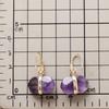 Natural amethyst hexagonal earrings, ear hooks, earrings, Japanese and Korean designers, real gold-plated popular jewelry.