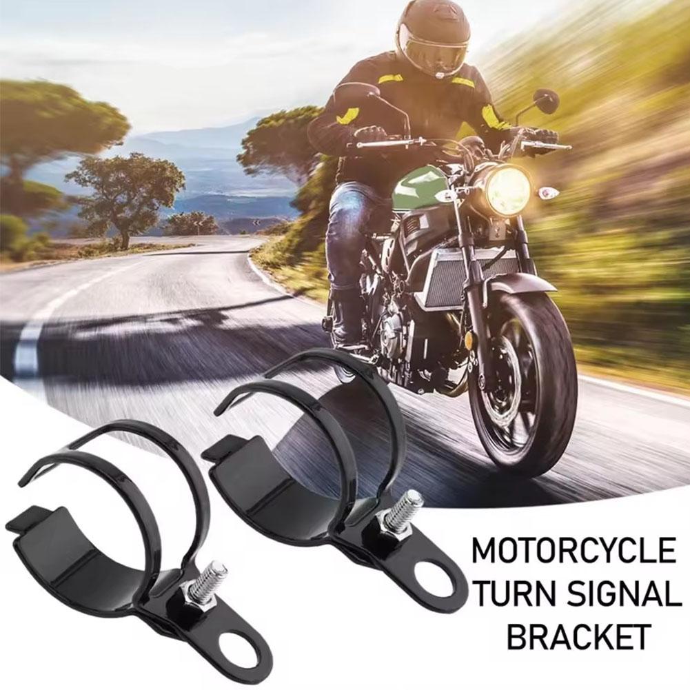 NEW Universal 2 PCS Motorcycle Headlight Mount Bracket Lamp Holder Relocation Clamps Metal Turn Signal Fork Mount Light Mou L7G1
