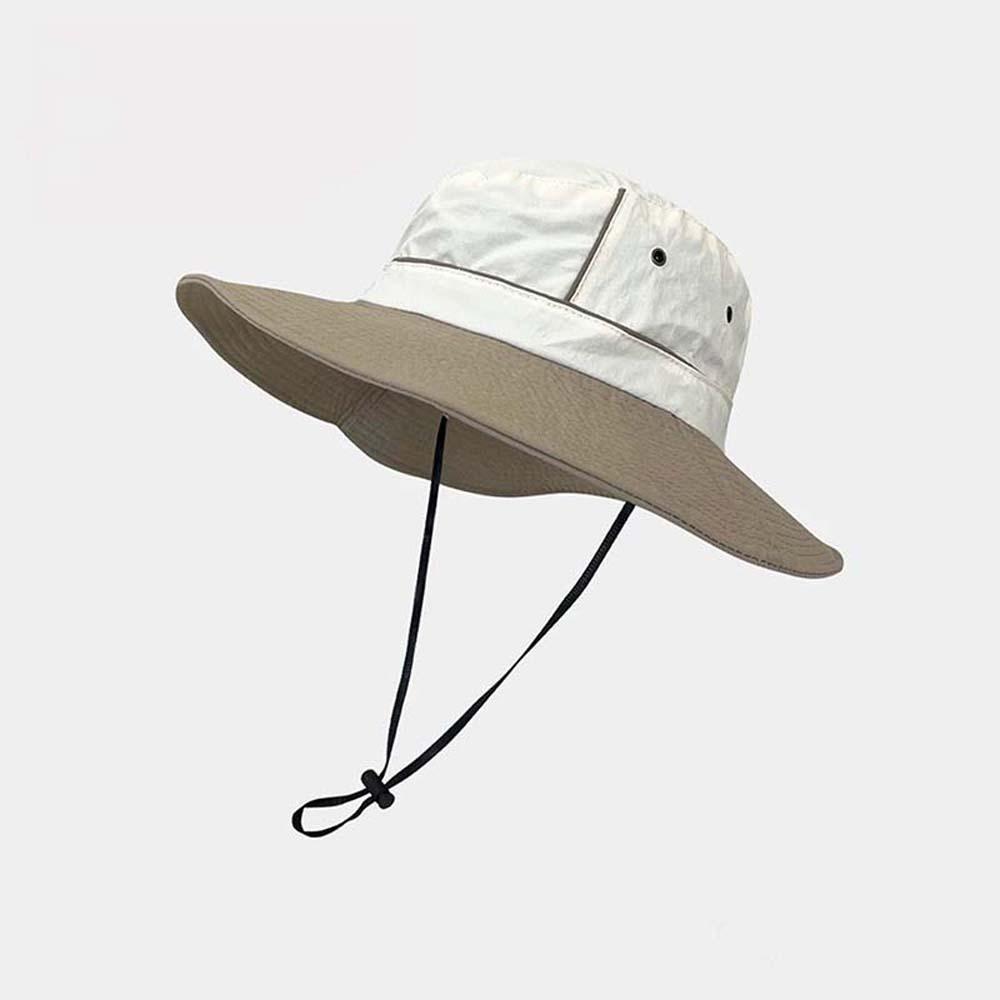 Portable Summer Alpine Hat Windproof Rope Women Hiking Cap Cowboy Hat Foldable Bucket Cap Men