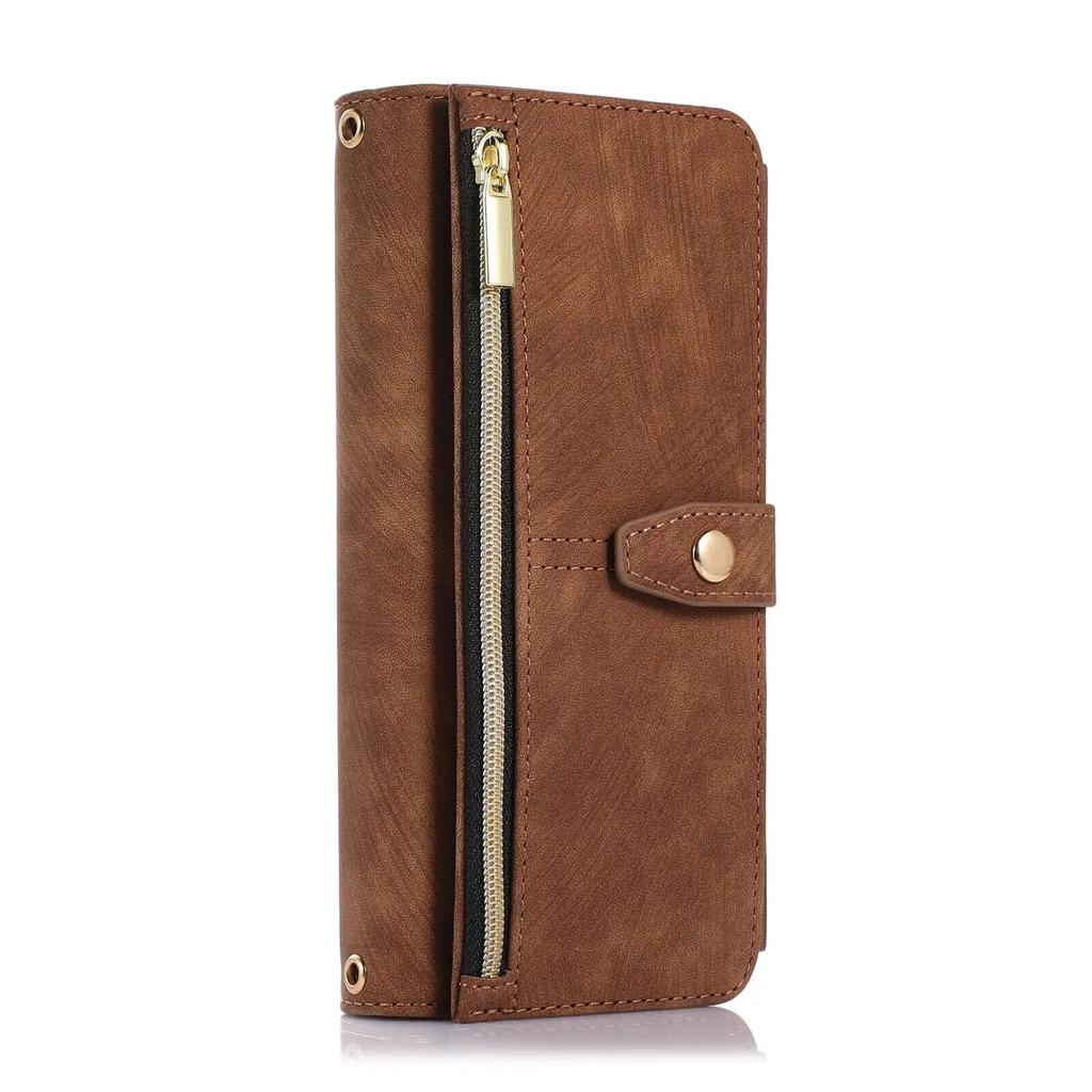 Reißverschluss Kartensteckplatz Handyhülle für Samsung Galaxy Z Fold 7 6 5 4 3 FOLD7 Fold6 5G Displayschutz Ständer Leder Geldbörse Hülle