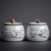 Ceramic Ru Kiln Tea Sealed Moisture-proof Jar Household Tea Storage Jar Retro Kung Fu Set Tea Storage Warehouse