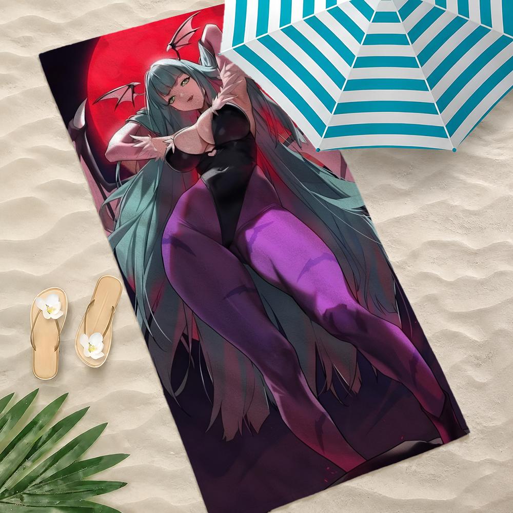 Game Morrigan Aensland Towel Microfiber Beach Towel Quick Dry Absorbent Soft for Swimming Yoga Resort Travel Camping
