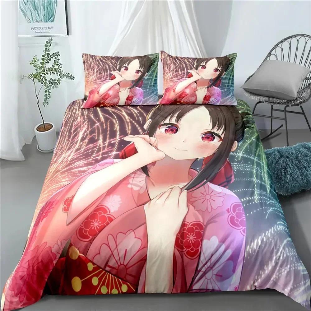 Anime KaguyaSama Love Is War Miyi Shirogane Bedding Collection Boys Girls Twin Queen Size Duvet Cover Pillowcase Bed Kids Adult