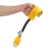 RV Generator Adapter with Grip Handle 30 Amp 4 Prong Locking Male Plug To 50 Amp Female Connector Fo