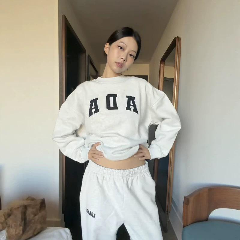 IN BLUE: England Trip Blogger Style Korean Cotton Loose Fit Lettered Pullover Hoodie Pair
