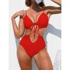 Women Solid Color Backless Strappy One Piece Swimsuit Ladies Bathing Suit