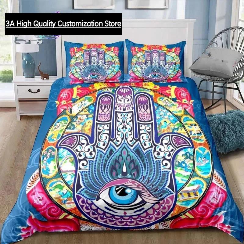 Hamsa Hand Bohemia Bedding Set Single Twin Full Queen King Size Bed Set Adult Boys Bedroom Fatima Hand Bed Linen Lucky Hand