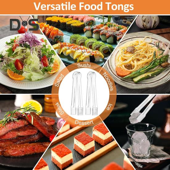 10 ks Akrylové servírovací kleště Průhledné Jednorázové Kuchyňské náčiní na Párty Jídlo Bufet 6,3 palce Hladká rukojeť Protiskluzové Opakovaně použitelné Salát Catering Led