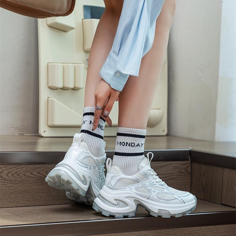 Mesh platform dad shoes women's autumn new height increase and thinness breathable muffin bottom casual sports shoes