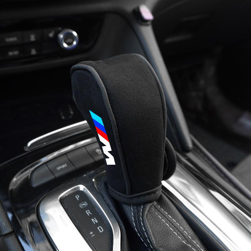BBJJ8 Suede Leather Car Shift Handle Cover Protective Accessories For BMW M Performance F20 F40 F22 F30 E90 F32 F06 F07 F46 E60 M5