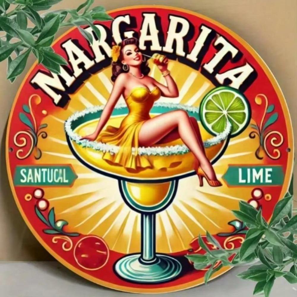 Vintage kovové nástěnné umění Margarita Koktejl Znamení Retro Domácí Bar Kavárna Dekorace Garáž Zadní dvorek
