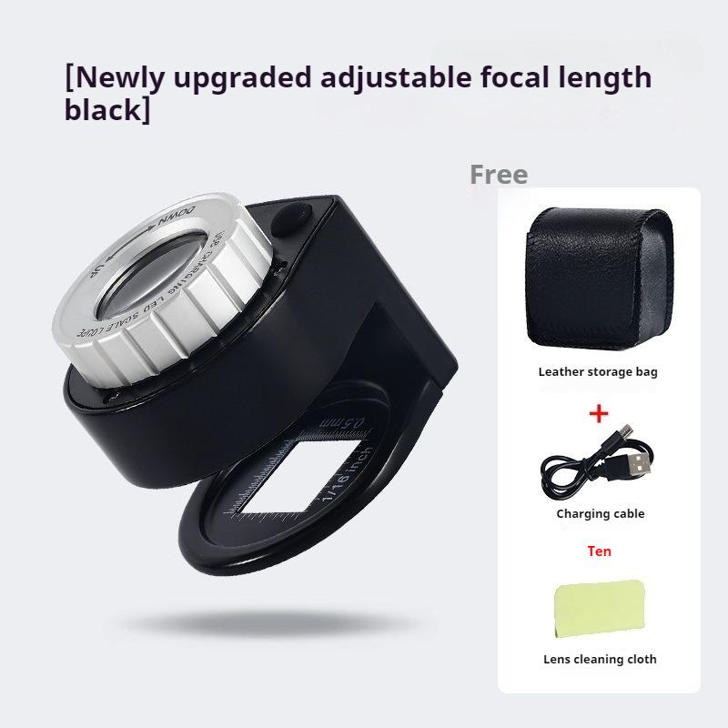 60X Coin Magnifier,Rechargeable 6 LED Metal Magnifier Glasses,USB Dual Power Portable Loupe For Jewelry Coin Stamp Textile Checking