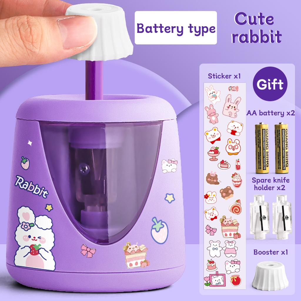 Electric Kawaii Automatic Pencil Sharpener Cartoon Pattern Sticker Children Primary School School Office Stationery Supplies