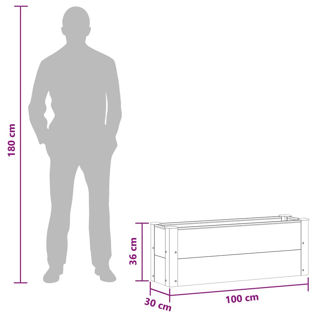 Raised Bed Gray 100 X 30 X 36 Cm