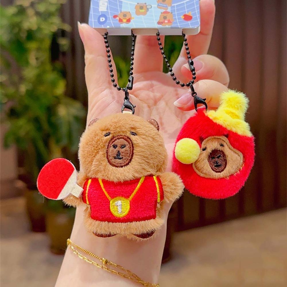 Cross Dressing Capybara Key Ring Soft Backpack Flutter Doll Funny Plush Sport Pendant  Daily