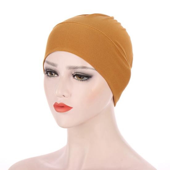 Women Solid Color Elastic Bandanna Turban Cap Head Scarf Cover Hat Headdress