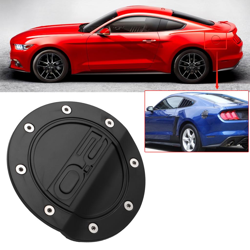 Fuel Door Cover Gas Tank Cap Lid Black Fit for Ford Mustang All Model 2015‑2021