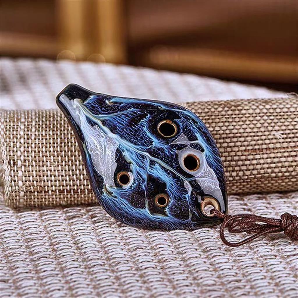 Antik Çin tarzı ocarina 1 adet, altı delikli el yapımı ocarina enstrümanı, hoş sesli, kordonlu, yaprak gibi