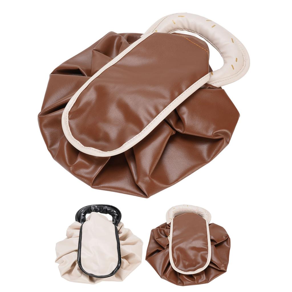 Drawstring Cosmetic Bag Water Proof PU Open Flat Makeup Organizer Toiletry Bag for Travel