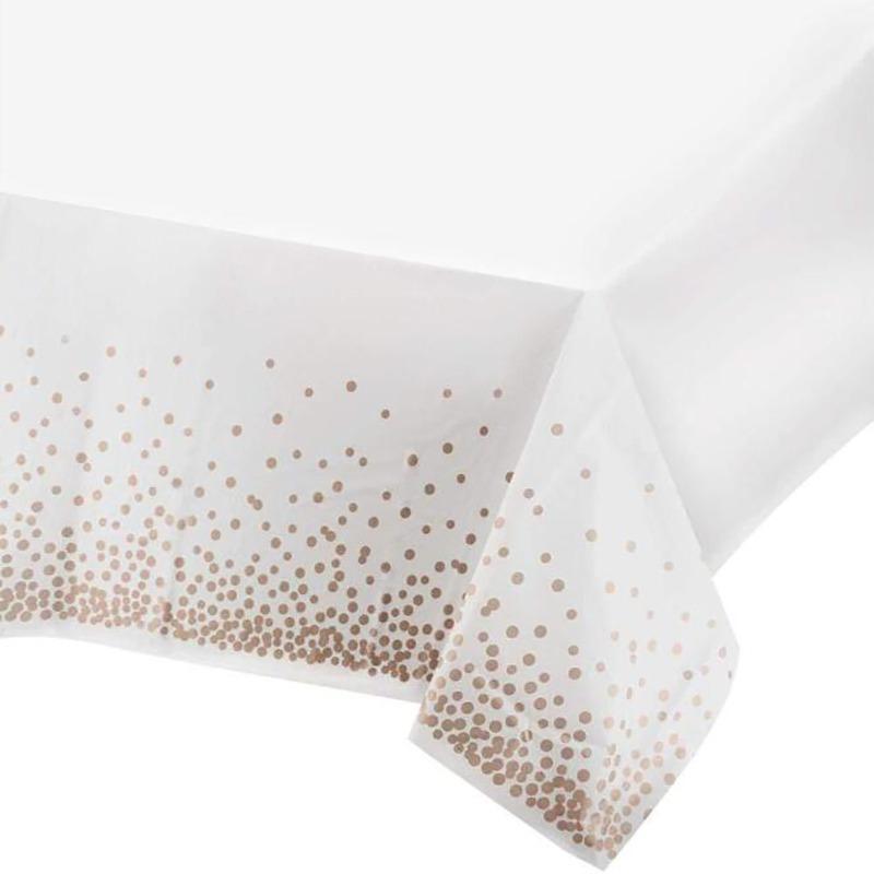 274*137cm Small Polka Dot Disposable Tablecloth Thickened Waterproof PEVA Tablecloth Home Wedding Birthday Party Decoration