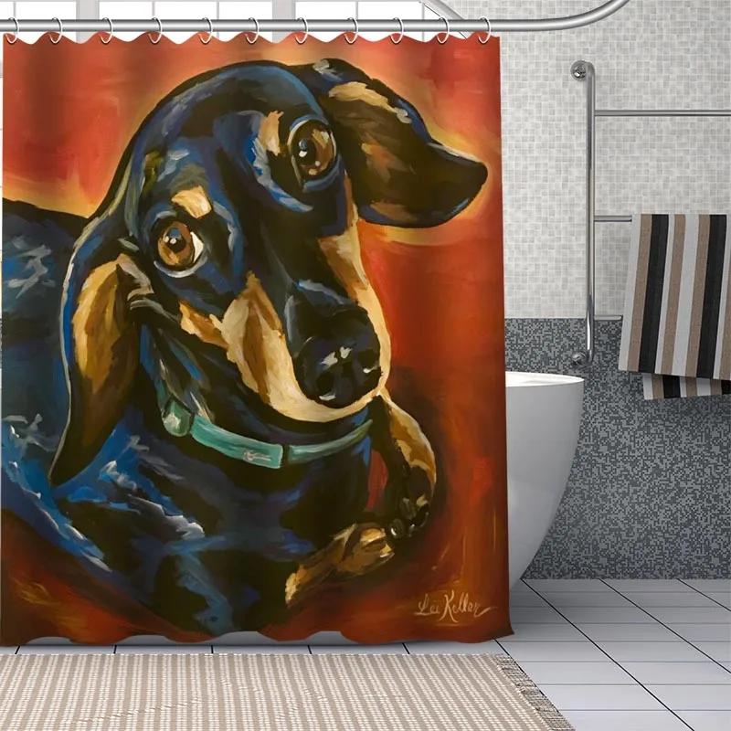 Dachshund Custom Pattern Polyester Bath Curtain Waterproof Shower Curtains Geometric Bath Screen Printed Curtain For Bathroom