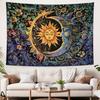 1PC Sun and Moon Tapestry, Mysterious Floral Tapestry, Hippie Style Floral Plant Wall Retro Aesthetic Tapestry