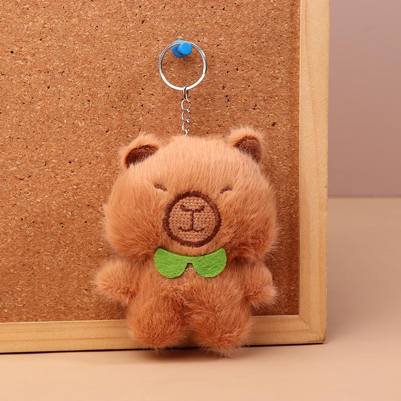 Capibara Plush Keychain Cartoon Capybara Stuffed Doll Pendant Car Key Ring Backpack Bag Decor Kid Gift