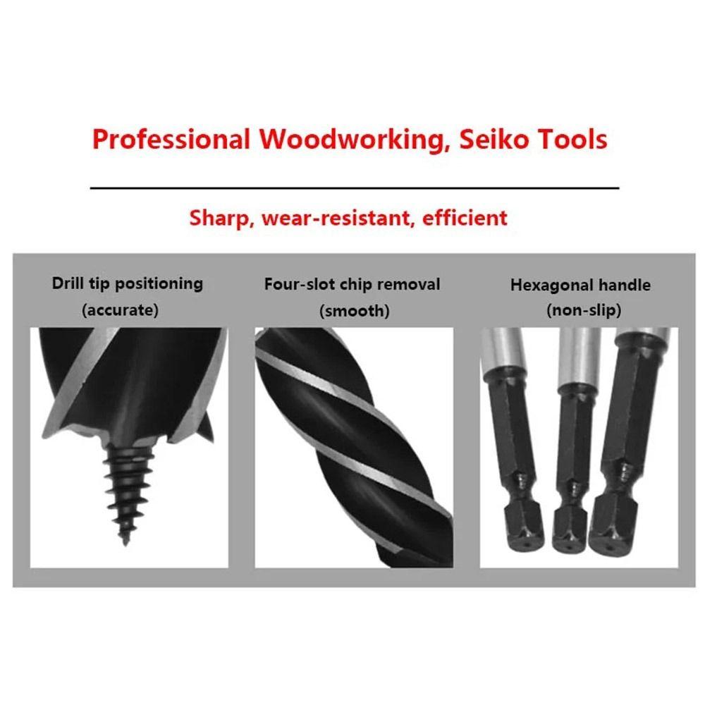 10mm-25mm Twist Drill Bit Set Four-slot Wood Fast Cut Auger Auger Drill Bit  Carpenter Joiner Tool