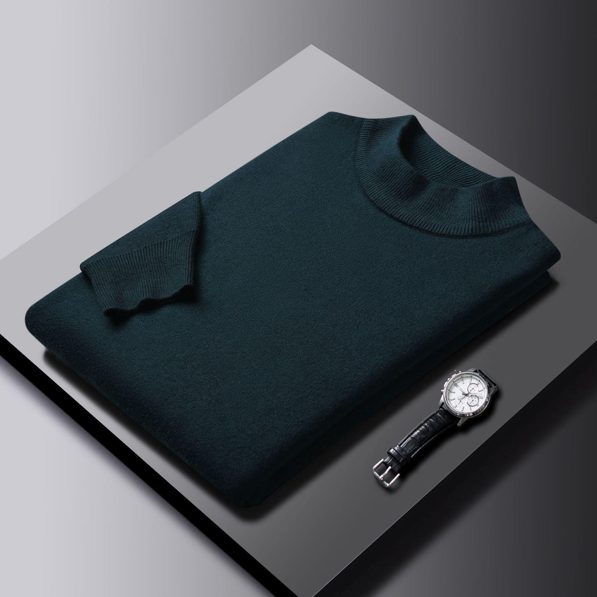 

Мужской вязаный свитер, тонкий пуловер, полуводолазка, мужская молодежная однотонная нижняя рубашка, мужская одежда M серый