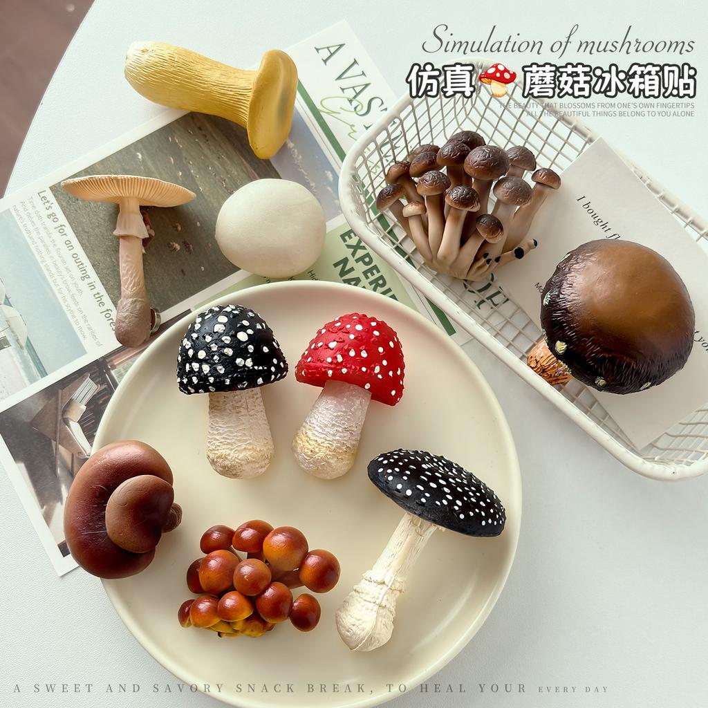 Mini Mushroom Refrigerator Magnet Fruit Refrigerator Decoration Pegboard Art Decoration 3D Ornament