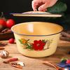 Enamel Mixing Bowl with Lid Retro Vintage Enamel Bowl Vegetable Container Pot Enamel Ware Enamels Soup Basin Container for Rice