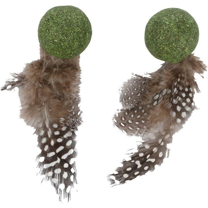 Jouet pour chat - EDEN - Katti - Balle de cataire - Avec plumes - Lot de 2