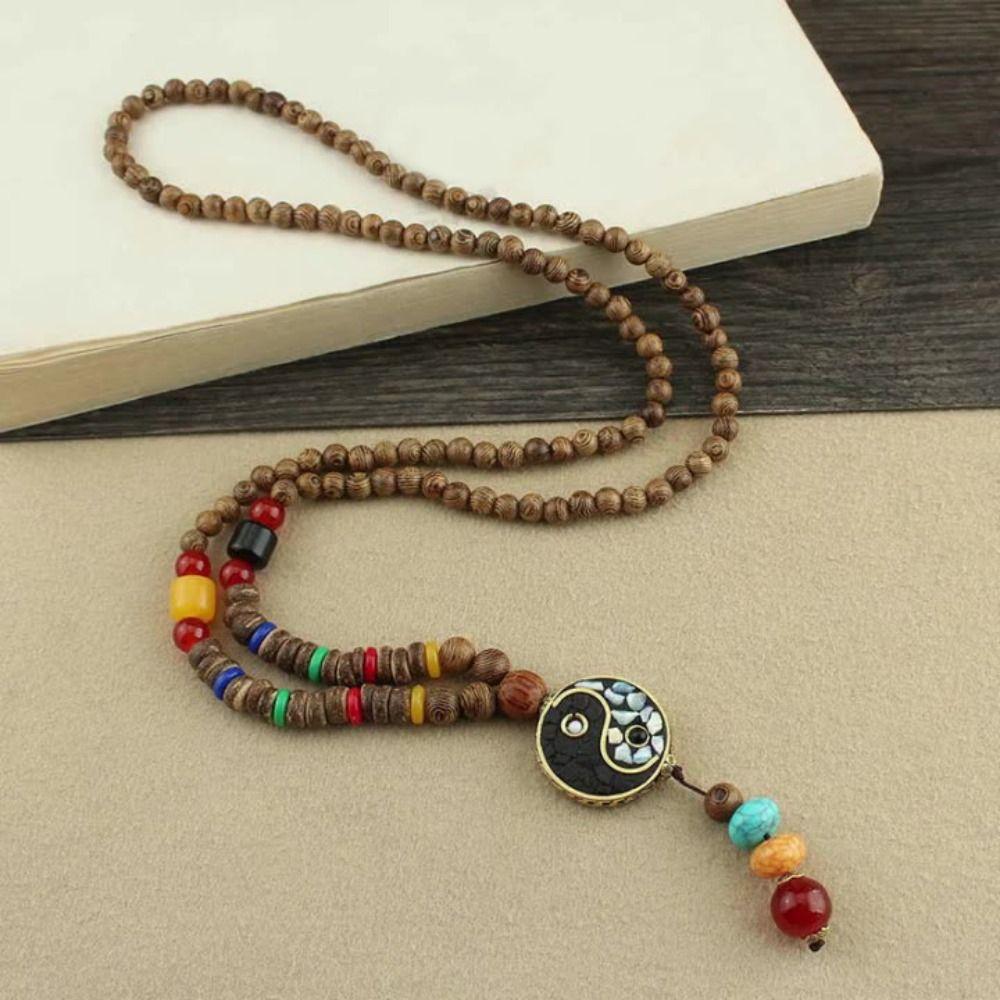 Mala Wood Bead Pendant Necklace Ethnic Jewelry Ethnic Jewelry New Nepal Necklace