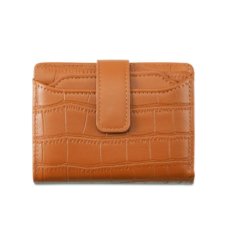 Korean Crocodile Print Minimalist Women's Foldable Wallet with Multi-Card Slots