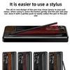 Fold 7 Luxury Dark Retro PU Leather Phone Case for Samsung Galaxy Z Fold 7 6 5 4 3 with Pen Slot Hinge Protection Kickstand
