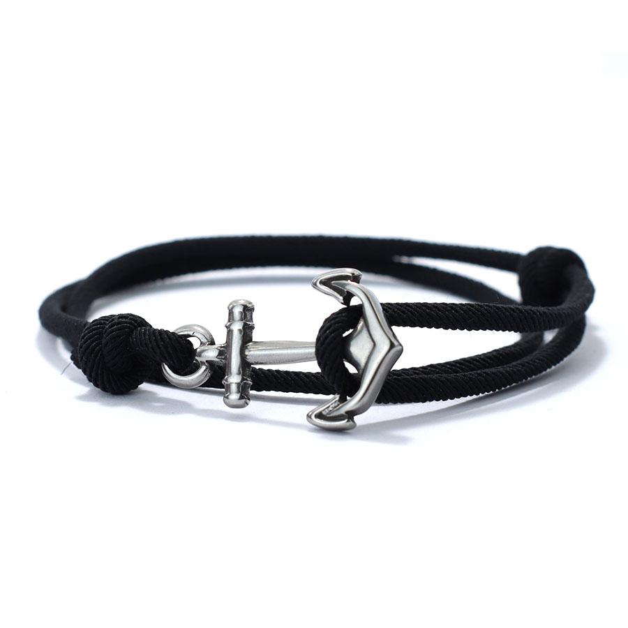 

New Minimalist Men Bracelet Handmade Sliding Adjustable Nautical Braslet 3mm Thin Marine String Braclet Stainless Steel Pulseria чёрный