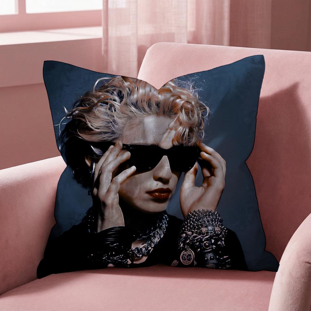 M-Madonna Singer Cushion Cover Multi-Scene Pillow Cover For Home & Car - Reversible, Soft & Durable For Daily Use