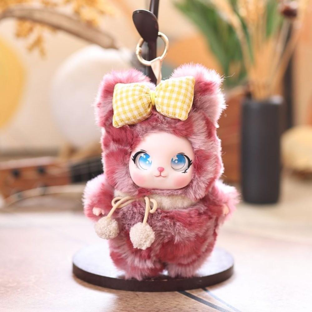Ornaments Rabbit Plush Keychain Big Ear with Flower Bunny Plush Doll Pendant Car Decor