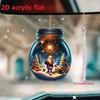 8CM Acrylic Wishing Bottle 2D Flat Pendant Car Pendant Ornament Christmas Ornament Christmas Tree Pendant