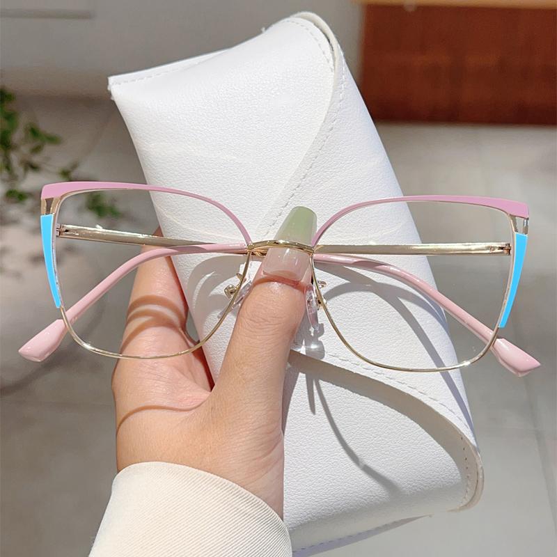 Oversized Cat Eye Glasses Women  Fashion Vintage Multi-color Rim Optical Frames Trendy Blue Light Blocking Eyewear
