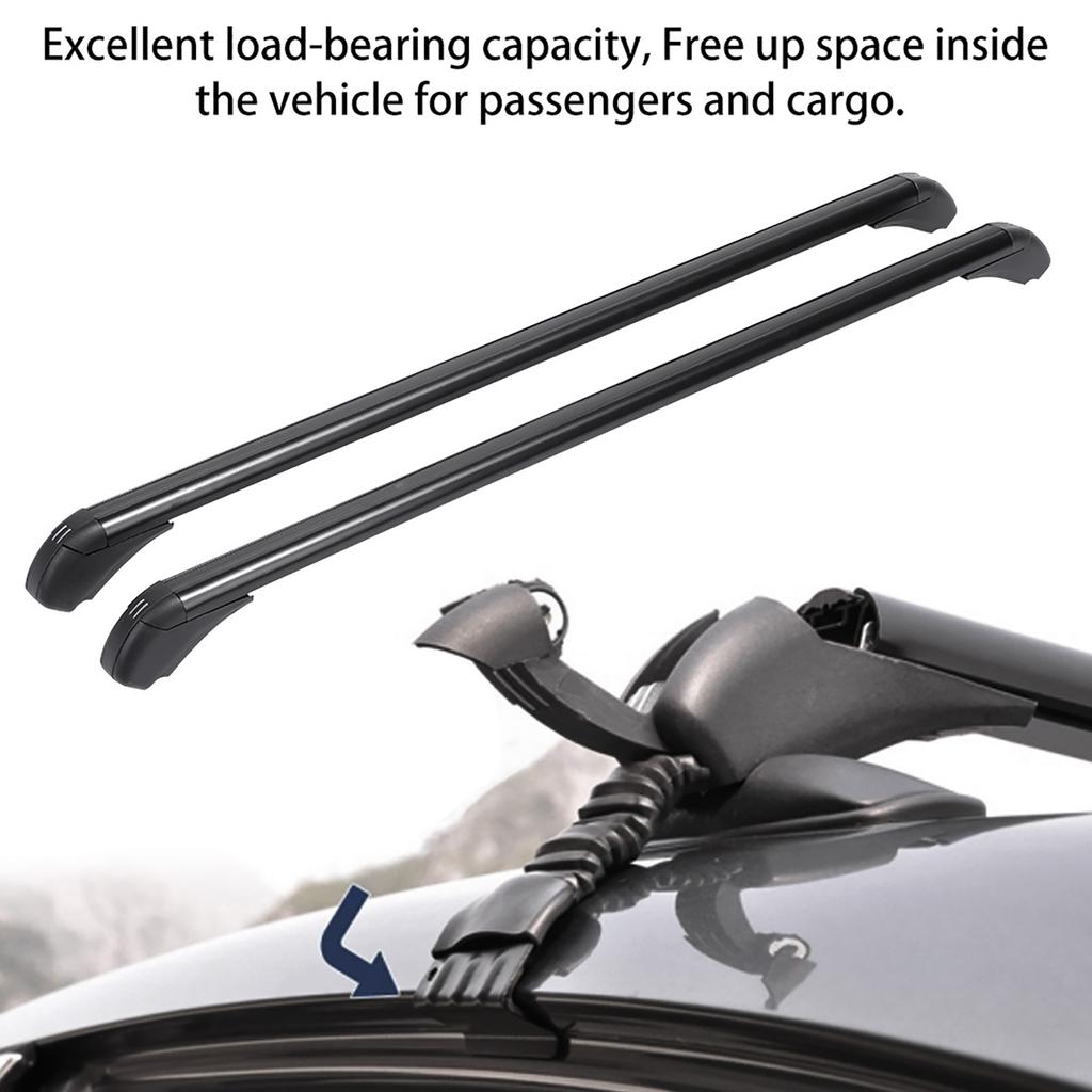   2x Aluminum Car Top Luggage Luggage Roof Rack     Carrier with 2 Buttons, Hvy Duty Roof Rack Compatible with Most Vehicles