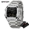 Fashion Sanda 2172 2173 Men's Digital Watch Waterproof MultiFunctional Full Stainelss Steel Golden LED Display Stylish & Durable