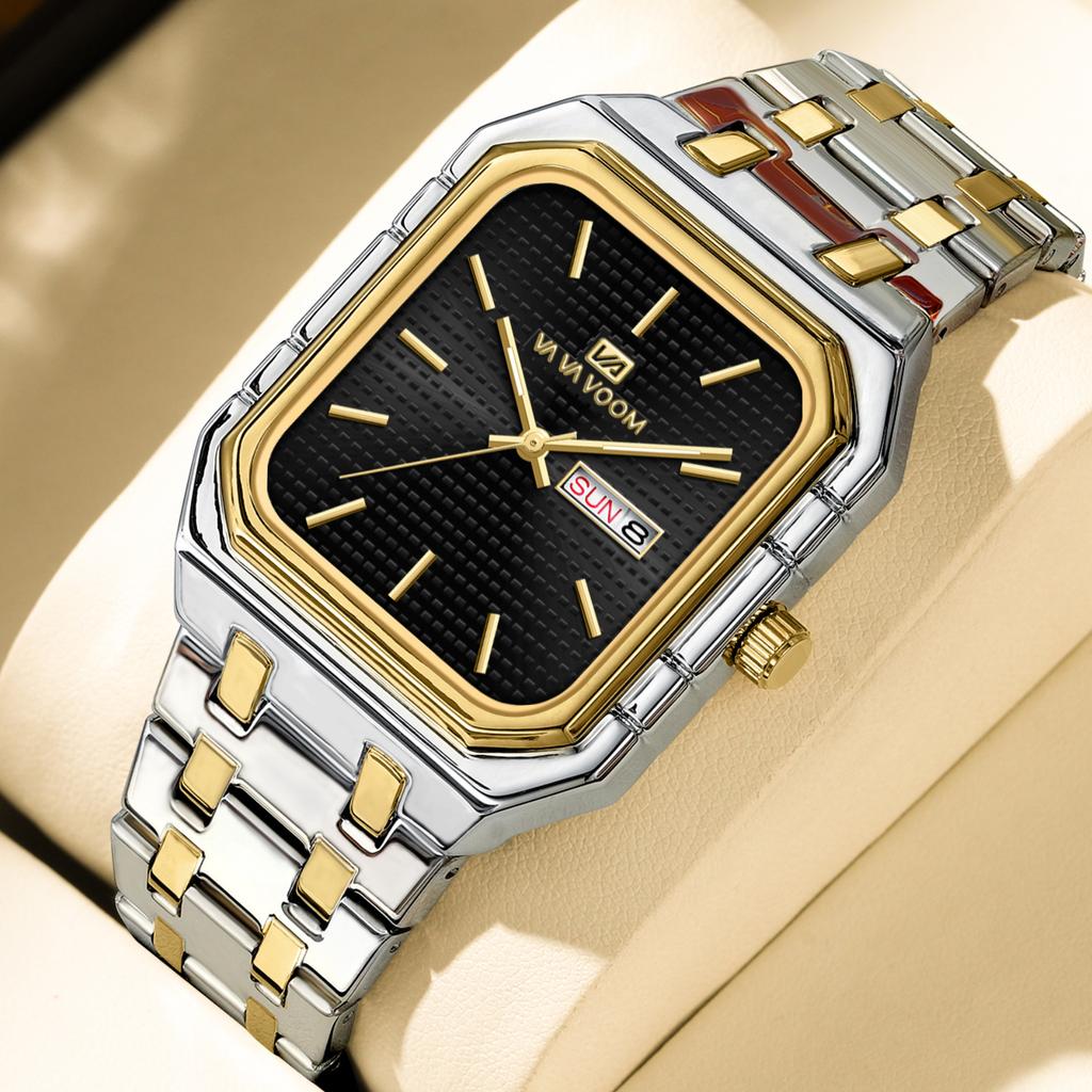 Business Casual Men's Watch Simple Luminous Square Gradually Gold Steel Belt Men's Watch