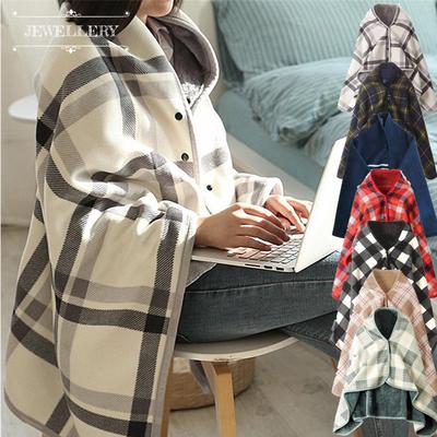 Lady Multifunction Doublelayer Tartan Plaid Blanket Scarf Wrap Shawl Keep Warm