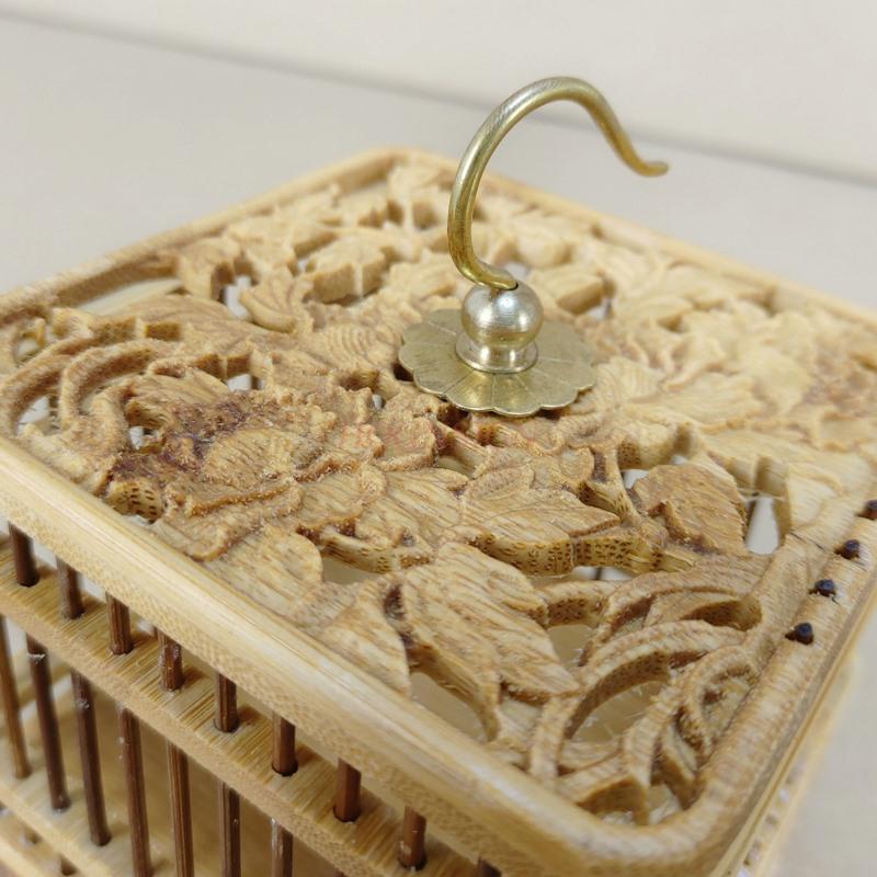 Relief Grasshopper Cage Boutique Cricket Raising Package Small Cricket High End Redwood Bamboo Weaving Bamboo Cage