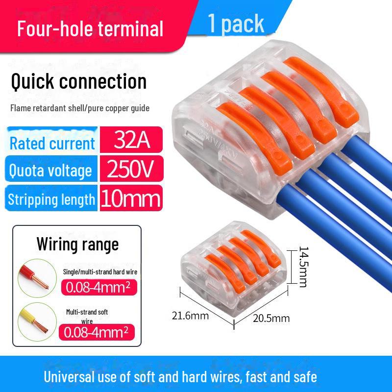 Terminal de conectare rapidă PCT SPL-12345: Conector electric multifuncțional cu 2 poziții pentru cabluri de calibru 4, 2 intrări, 2 ieșiri