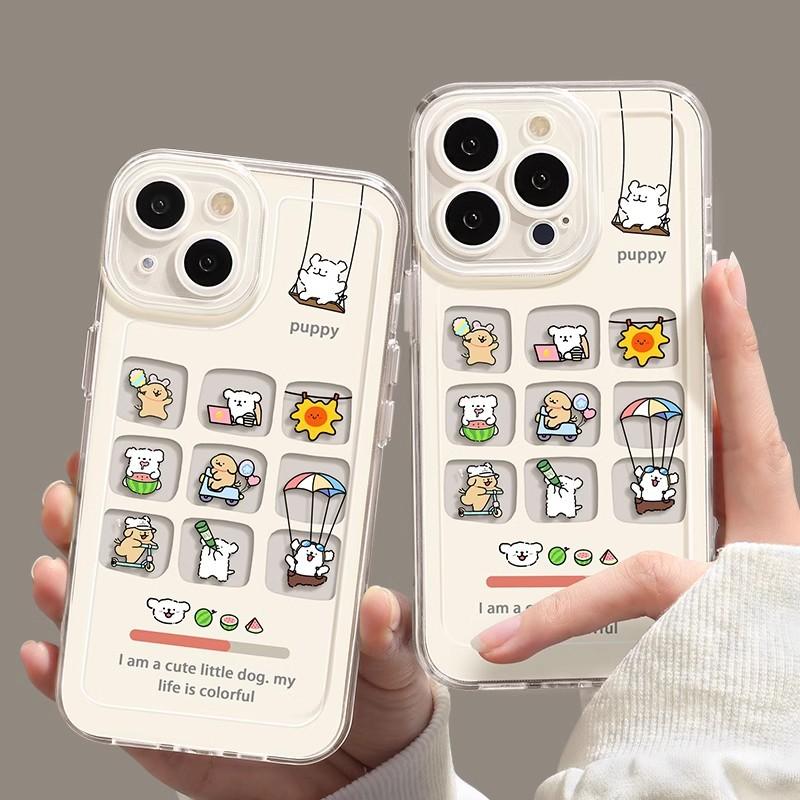 Cute puppy for iPhone16promax mobile phone case 14 Apple 13 all-inclusive 15 anti-drop 11 women 12 protection