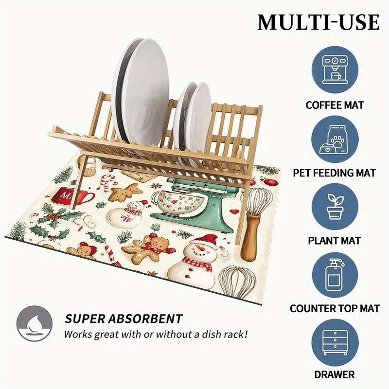 1Pcs Rubber Drying Mat With Gingerbread Man For Coffee Shop Restaurant Kitchen Carpet Tableware Durable Diatom Mud Table Mat Pet